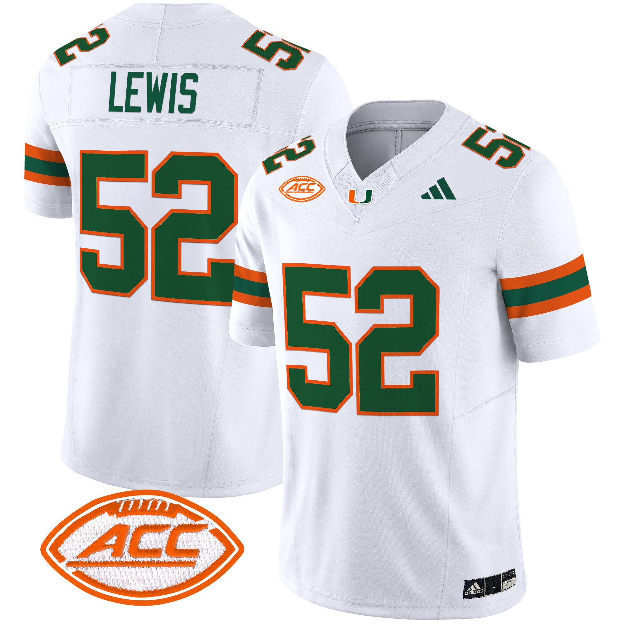 Men Miami Hurricanes #52 Lewis White 2024 Vapor Limited NCAA Jersey